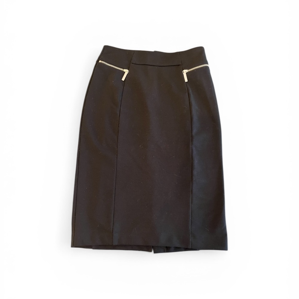 MICHAEL Michael Kors Black Skirt with Silver Zipper Details